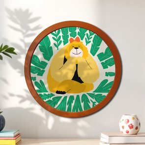 Quadro Decorativo Redondo Animais Orangotango Com MDF Laqueado Quadro Decorativo Redondo Animais Orangotango Com MDF Laqueado