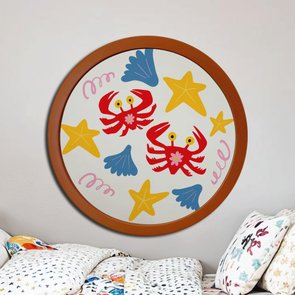 Quadro Decorativo Redondo Animais Carangueijo Com MDF Laqueado Quadro Decorativo Redondo Animais Carangueijo Com MDF Laqueado