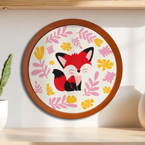 Quadro Decorativo Redondo Animais Raposa Com MDF Laqueado Quadro Decorativo Redondo Animais Raposa Com MDF Laqueado