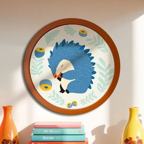 Quadro Decorativo Redondo Animais Ouriço Com MDF Laqueado Quadro Decorativo Redondo Animais Ouriço Com MDF Laqueado