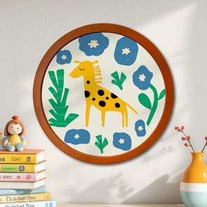 Quadro Decorativo Redondo Animais Girafa Com MDF Laqueado Quadro Decorativo Redondo Animais Girafa Com MDF Laqueado