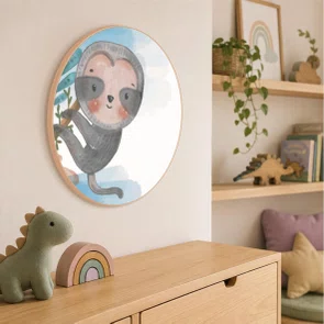 Quadro Decorativo Redondo Infantil Bicho Preguiça