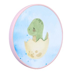 Quadro Decorativo Redondo Infantil Dinossauro Bebê Braquiossauro Fofinho com Moldura Filete Flexível Quadro Decorativo Redondo Infantil Dinossauro Bebê Braquiossauro Fofinho com Moldura Filete Flexível