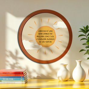Quadro Decorativo Redondo Frase Cada Dia É Uma Nova Chance De Brilhar Como o Sol E Espalhar Alegria Ao Seu Redor Com MDF Laqueado Quadro Decorativo Redondo Frase Cada Dia É Uma Nova Chance De Brilhar Como o Sol E Espalhar Alegria Ao Seu Redor Com MDF Laqueado