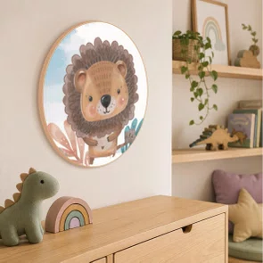 Quadro Decorativo Redondo Infantil Leão