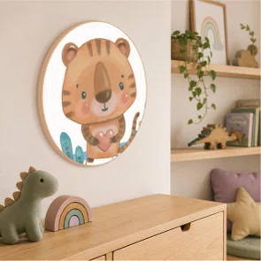 Quadro Decorativo Redondo Infantil Tigre