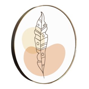 Quadro Decorativo Redondo Silhueta Folha com Moldura Flexível Metalizada Quadro Decorativo Redondo Silhueta Folha com Moldura Flexível Metalizada