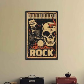 Quadro Decorativo Rock And Roll Crânio Quadro Decorativo Rock And Roll Crânio