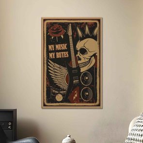 Quadro Decorativo Rock And Roll My Music My Rutes Crânio E Guitarra Quadro Decorativo Rock And Roll My Music My Rutes Crânio E Guitarra