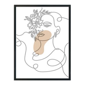 Quadro Decorativo Silhueta Linhas Com Flores Quadro Decorativo Silhueta Linhas Com Flores