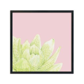 Quadro Decorativo Suculenta Watercolor Fundo Rosa Q3189_1 Quadro Decorativo Suculenta Watercolor Fundo Rosa Q3189_1