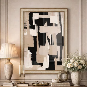 Quadro Decorativo Textura Bege e Preto Estilo Modern Heritage