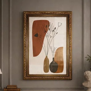 Quadro Decorativo Vasos e Formas Orgânicas Estilo Modern Heritage