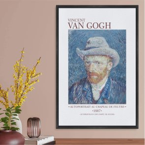 Quadro em Tela Canvas Autorretrato com Chapéu de Feltro de Van Gogh Quadro em Tela Canvas Autorretrato com Chapéu de Feltro de Van Gogh