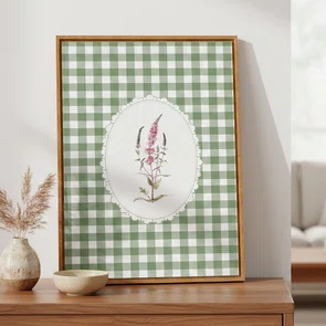 Quadro Em Tela Canvas Botânica Com Xadrez Verde Estilo Modern Heritage