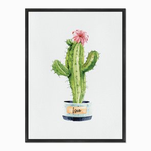 Quadro em Tela Canvas Cactus em Vaso Love Quadro em Tela Canvas Cactus em Vaso Love