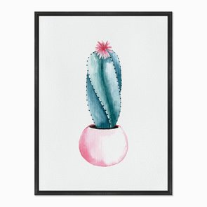 Quadro em Tela Canvas Cactus em Vaso Rosa Quadro em Tela Canvas Cactus em Vaso Rosa