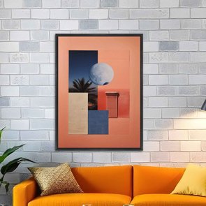 Quadro em Tela Canvas Colagem Abstrata Rosa Com Formas Geométricas Quadro em Tela Canvas Colagem Abstrata Rosa Com Formas Geométricas
