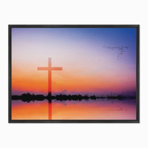Quadro em Tela Canvas Cruz Sob o Pôr do Sol Quadro em Tela Canvas Cruz Sob o Pôr do Sol