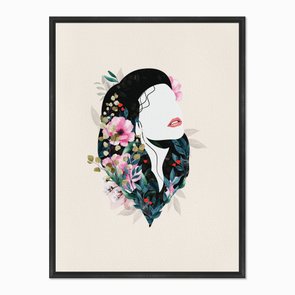 Quadro em Tela Canvas Face Mulher com Flores Quadro em Tela Canvas Face Mulher com Flores