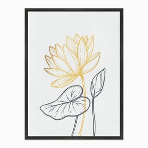 Quadro em Tela Canvas Flor Dourada e Folhas Escuras Quadro em Tela Canvas Flor Dourada e Folhas Escuras