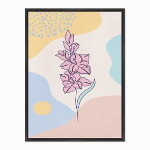 Quadro em Tela Canvas Flores Rosas com Fundo Colorido Quadro em Tela Canvas Flores Rosas com Fundo Colorido