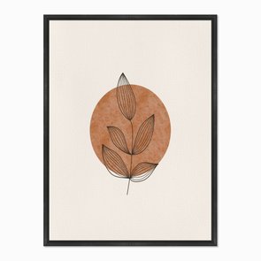Quadro em Tela Canvas Folhas com Círculo Marrom Quadro em Tela Canvas Folhas com Círculo Marrom