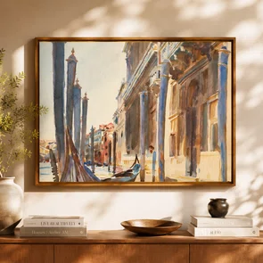 Quadro Em Tela Canvas Gôndolas Ancoradas no Grande Canal por John Singer Sargen