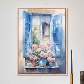 Quadro Em Tela Canvas Janela Florida Aquarela Vintage Quadro Em Tela Canvas Janela Florida Aquarela Vintage