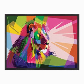 Quadro em Tela Canvas Leão Geométrico Colorido Quadro em Tela Canvas Leão Geométrico Colorido