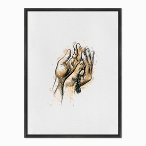 Quadro em Tela Canvas Mãos em Aquarela Quadro em Tela Canvas Mãos em Aquarela