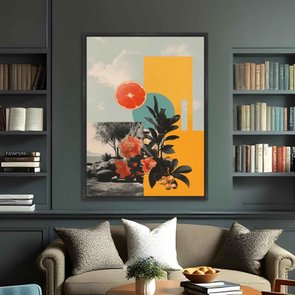 Quadro em Tela Canvas Paisagem Abstrata Laranja Quadro em Tela Canvas Paisagem Abstrata Laranja