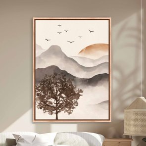 Quadro Em Tela Canvas Paisagem Em Aquarela Pôr Do Sol Estilo Japandi Quadro Em Tela Canvas Paisagem Em Aquarela Pôr Do Sol Estilo Japandi