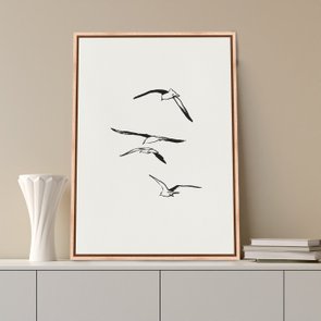 Quadro Em Tela Canvas Pássaros Voando Estilo Japandi Quadro Em Tela Canvas Pássaros Voando Estilo Japandi