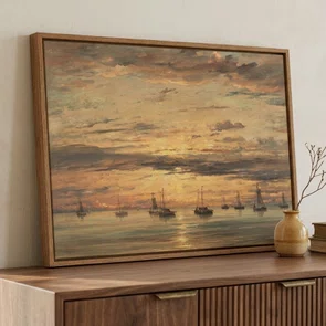 Quadro Em Tela Canvas "Pôr do sol em Scheveningen" de Hendrik Willem Mesdag