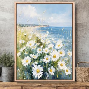 Quadro Em Tela Canvas Praia Com Margaridas Vintage Quadro Em Tela Canvas Praia Com Margaridas Vintage
