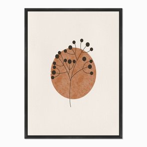 Quadro em Tela Canvas Raminho com Círculo Marrom Quadro em Tela Canvas Raminho com Círculo Marrom