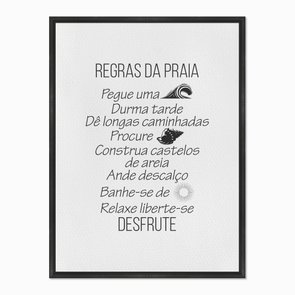 Quadro em Tela Canvas Regras da Praia Quadro em Tela Canvas Regras da Praia