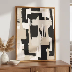 Quadro Em Tela Canvas Textura Bege e Preto Estilo Modern Heritage
