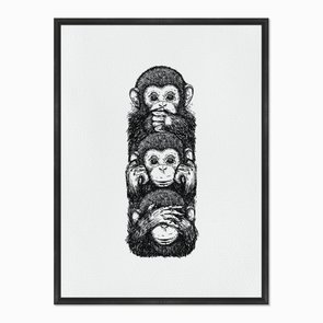 Quadro em Tela Canvas Três Macacos, Cego, Surdo e Mudo Quadro em Tela Canvas Três Macacos, Cego, Surdo e Mudo