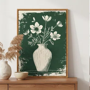 Quadro Em Tela Canvas Vaso de Flores Estilo Modern Heritage