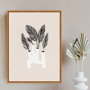 Quadro Em Tela Canvas Vaso Moderno Com Folhas Estilo Japandi Quadro Em Tela Canvas Vaso Moderno Com Folhas Estilo Japandi