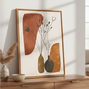 Quadro Em Tela Canvas Vasos e Formas Orgânicas Estilo Modern Heritage