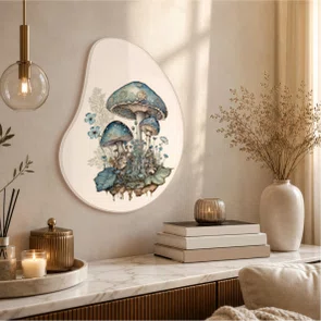 Quadro Orgânico Decorativo Cogumelos e Flores