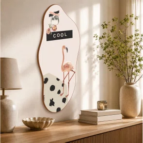 Quadro Orgânico Decorativo Colagem Abstrata Flamingo Cool