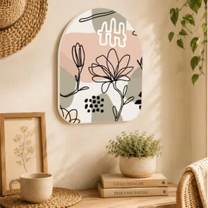Quadro Orgânico Decorativo Flor Abstrata em Line Art