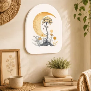 Quadro Orgânico Decorativo Flores e Lua