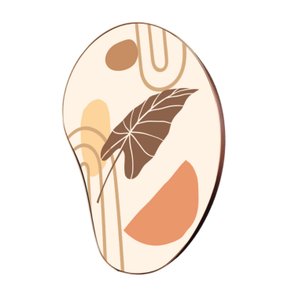 Quadro Orgânico Decorativo Folha e Formas Abstratas com Moldura Flexível Metalizada Quadro Orgânico Decorativo Folha e Formas Abstratas com Moldura Flexível Metalizada