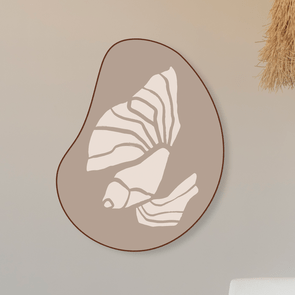 Quadro Orgânico Decorativo Fóssil Peixe Marrom Abstrato Estilo Japandi Quadro Orgânico Decorativo Fóssil Peixe Marrom Abstrato Estilo Japandi