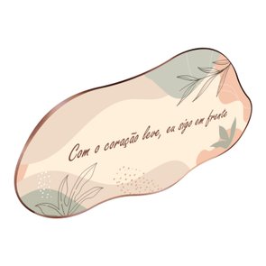 Quadro Orgânico Decorativo Frase Com o Coração Leve, Eu Sigo em Frente com Moldura Flexível Metalizada Quadro Orgânico Decorativo Frase Com o Coração Leve, Eu Sigo em Frente com Moldura Flexível Metalizada